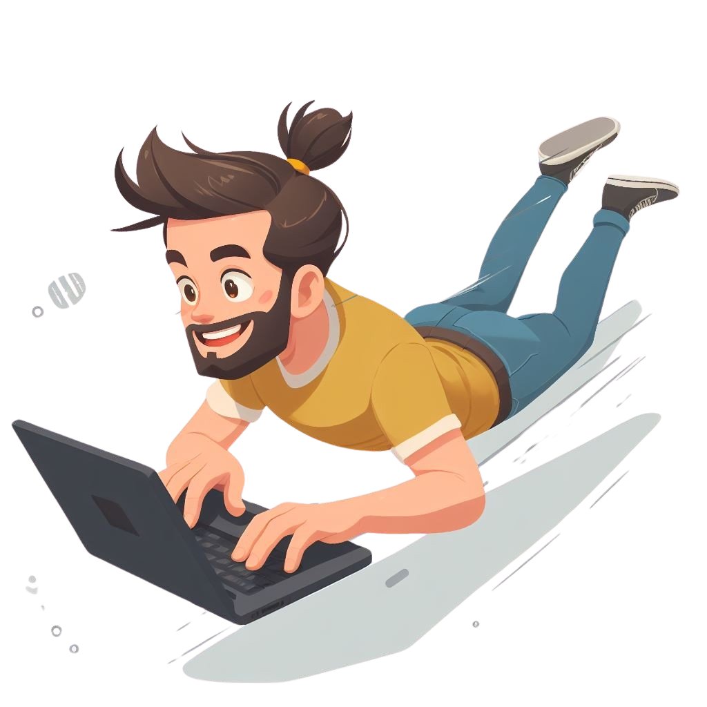 picture of IT guy flying through space